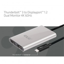 CLUB3D Thunderbolt™ 3 to Displayport™ 1.2 Dual Monitor 4K 60Hz