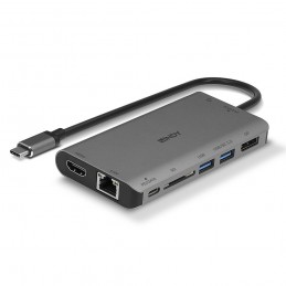 Lindy 43323 replicatore di porte e docking station per notebook Cablato USB 3.2 Gen 1 (3.1 Gen 1) Type-C Nero, Grigio