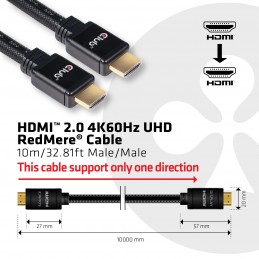 CLUB3D HDMI 2.0 4K60Hz RedMere cable 10m 32.8ft
