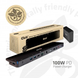 CLUB3D CSV-1564W100 replicatore di porte e docking station per notebook USB 3.2 Gen 1 (3.1 Gen 1) Type-C Nero