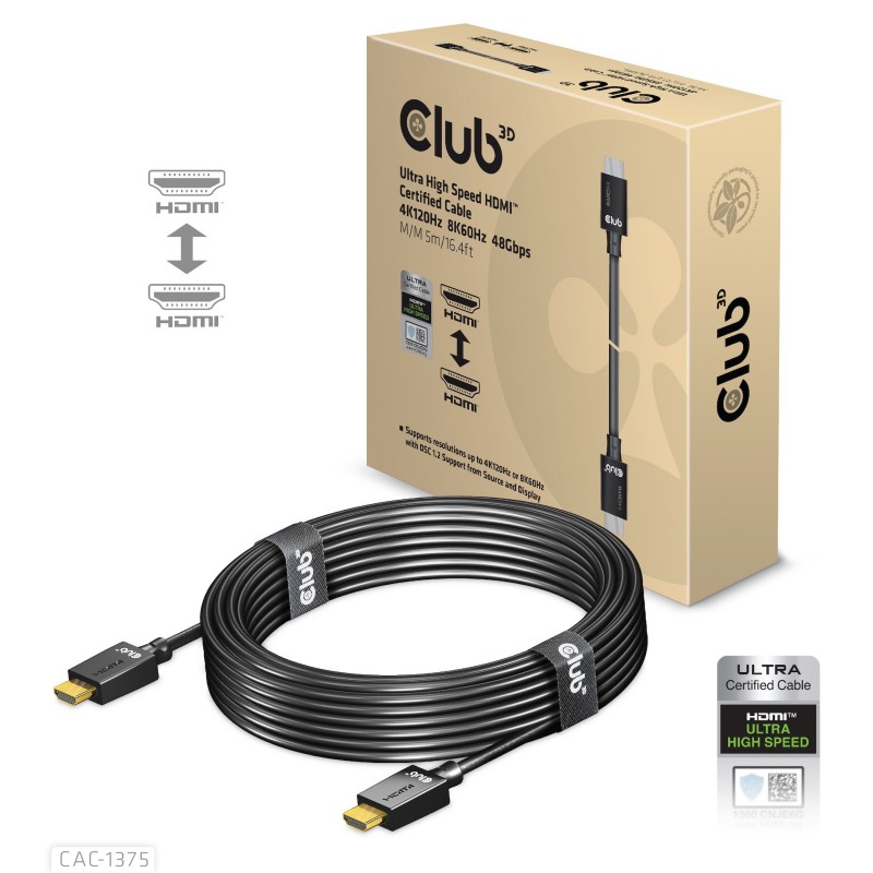 CLUB3D CAC-1375 cavo HDMI 5 m HDMI tipo A (Standard) Nero CLUB3D CAC-1375 cavo HDMI 5 m HDMI tipo A (Standard) Nero