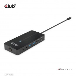 CLUB3D CSV-1595 replicatore di porte e docking station per laptop USB 3.2 Gen 1 (3.1 Gen 1) Type-C Nero