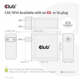 CLUB3D CAC-1914 Caricabatterie per dispositivi mobili Monitor video per bambino, Regolabarba, Videocamera, Fotocamera, Comandi