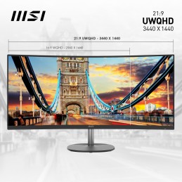 MSI Pro MP341CQ Monitor PC 86,4 cm (34") 3440 x 1440 Pixel UltraWide Quad HD Nero
