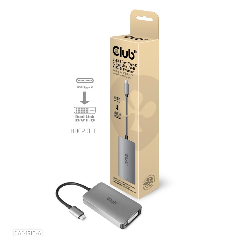 CLUB3D CAC-1510-A cavo e adattatore video 0,25 m USB tipo-C DVI Grigio CLUB3D CAC-1510-A cavo e adattatore video 0,25 m USB tipo-C DVI Grigio