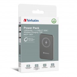 Verbatim Charge 'n' Go Polimeri di litio (LiPo) 10000 mAh Carica wireless Grigio