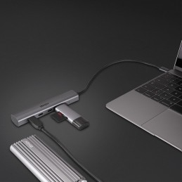 Lindy 43384 hub di interfaccia USB tipo-C 10000 Mbit s Grigio