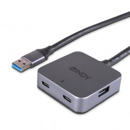 Lindy 43388 hub di interfaccia USB 3.2 Gen 1 (3.1 Gen 1) Type-A 5000 Mbit s Nero, Grigio