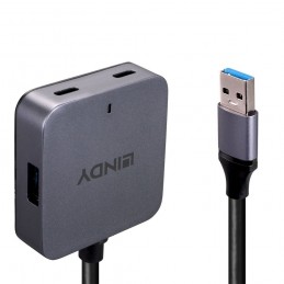 Lindy 43388 hub di interfaccia USB 3.2 Gen 1 (3.1 Gen 1) Type-A 5000 Mbit s Nero, Grigio