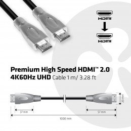 CLUB3D Premium High Speed HDMI™ 2.0 4K60Hz UHD Cable 1 m  3.28 ft