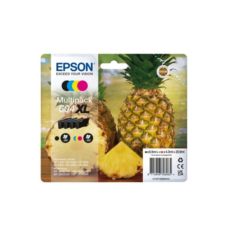 Epson 604XL cartuccia d'inchiostro 4 pz Originale Resa elevata (XL) Nero, Ciano, Magenta, Giallo Epson 604XL cartuccia d'inchiostro 4 pz Originale Resa elevata (XL) Nero, Ciano, Magenta, Giallo