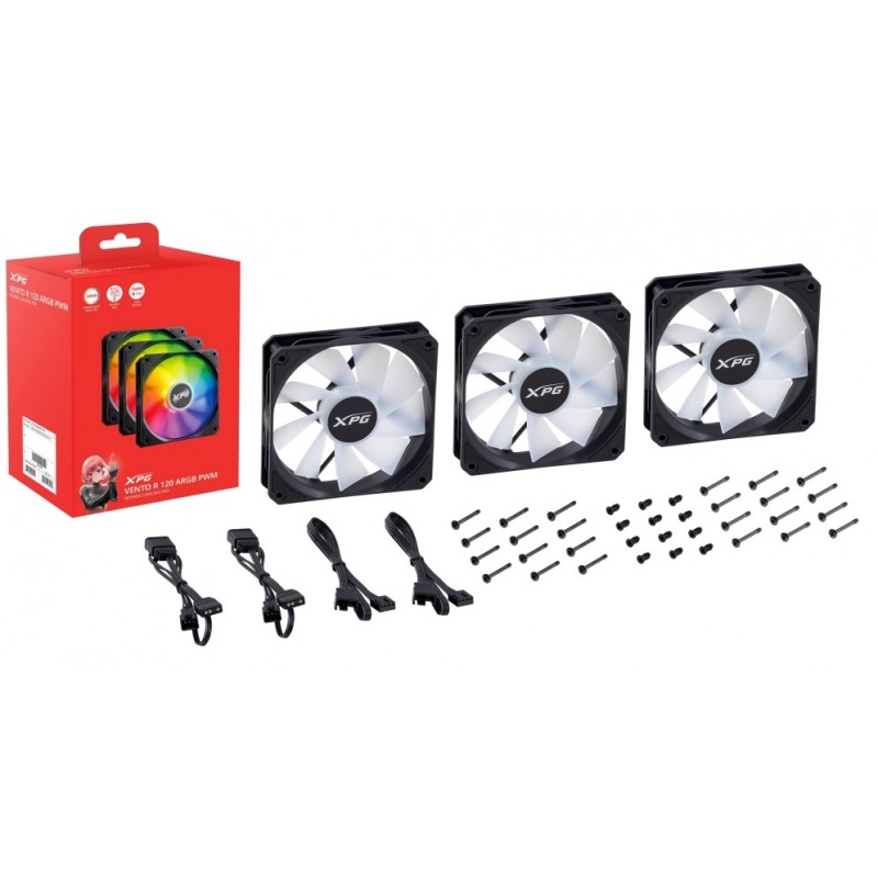 XPG VENTO R 120 ARGB PWM Case per computer Ventilatore 12 cm Nero 1 pz XPG VENTO R 120 ARGB PWM Case per computer Ventilatore 12 cm Nero 1 pz