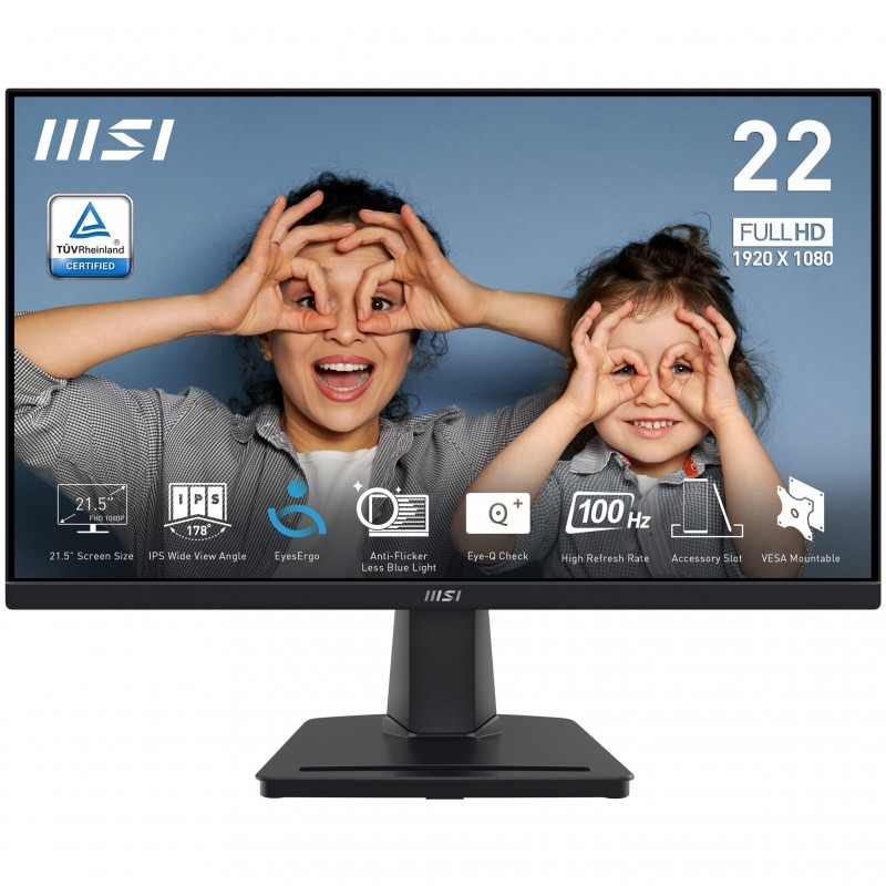 MSI PRO MP225 Monitor PC 54,6 cm (21.5") 1920 x 1080 Pixel Full HD LED Nero MSI PRO MP225 Monitor PC 54,6 cm (21.5") 1920 x 1080 Pixel Full HD LED Nero