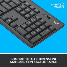 Logitech MK295 Kit Mouse e Tastiera Wireless – Tecnologia SilentTouch, Tastierino Numerico, Tasti Scelta Rapida, Tracciamento