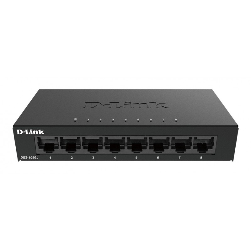 D-Link DGS-108GL switch di rete Non gestito Gigabit Ethernet (10 100 1000) Desktop Nero