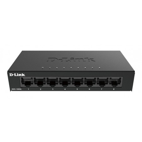 D-Link DGS-108GL switch di rete Non gestito Gigabit Ethernet (10 100 1000) Desktop Nero