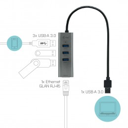 i-tec Metal U3METALG3HUB hub di interfaccia USB 3.2 Gen 1 (3.1 Gen 1) Type-A 5000 Mbit s Grigio