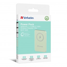 Verbatim Charge 'n' Go Polimeri di litio (LiPo) 5000 mAh Carica wireless Verde
