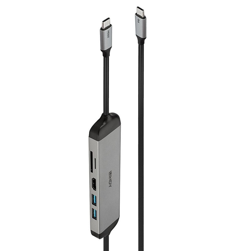 Lindy 43326 replicatore di porte e docking station per laptop Cablato USB 3.2 Gen 1 (3.1 Gen 1) Type-C Nero, Grigio