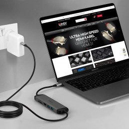 Lindy 43326 replicatore di porte e docking station per laptop Cablato USB 3.2 Gen 1 (3.1 Gen 1) Type-C Nero, Grigio