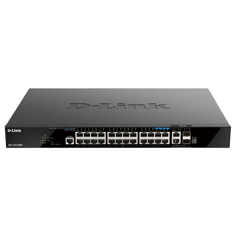 D-Link DGS-1520-28MP switch di rete Gestito L3 Gigabit Ethernet (10 100 1000) Supporto Power over Ethernet (PoE) 1U Nero