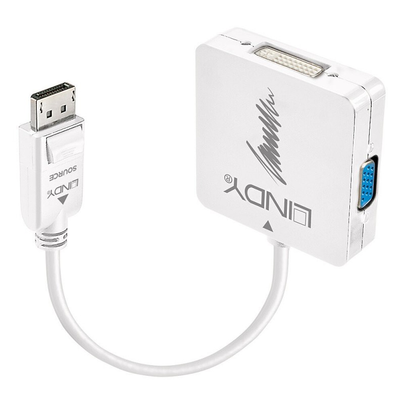 Lindy 41028 cavo e adattatore video DisplayPort DVI-D + VGA (D-Sub) + HDMI Nero Lindy 41028 cavo e adattatore video DisplayPort DVI-D + VGA (D-Sub) + HDMI Nero