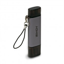 Lindy 43335 lettore di schede USB 3.2 Gen 1 (3.1 Gen 1) Type-A Type-C Nero, Grigio