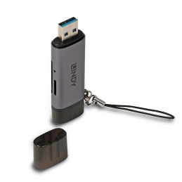 Lindy 43335 lettore di schede USB 3.2 Gen 1 (3.1 Gen 1) Type-A Type-C Nero, Grigio