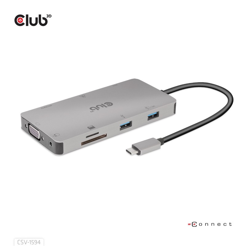CLUB3D CSV-1594 replicatore di porte e docking station per laptop USB 3.2 Gen 1 (3.1 Gen 1) Type-C Nero, Grigio CLUB3D CSV-1594 replicatore di porte e docking station per laptop USB 3.2 Gen 1 (3.1 Gen 1) Type-C Nero, Grigio