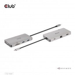 CLUB3D CSV-1594 replicatore di porte e docking station per laptop USB 3.2 Gen 1 (3.1 Gen 1) Type-C Nero, Grigio