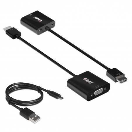 CLUB3D CAC-1302 cavo e adattatore video 0,5 m HDMI tipo A (Standard) VGA (D-Sub) Nero