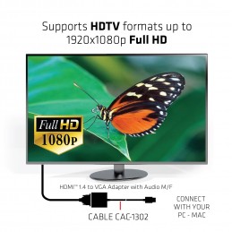 CLUB3D CAC-1302 cavo e adattatore video 0,5 m HDMI tipo A (Standard) VGA (D-Sub) Nero