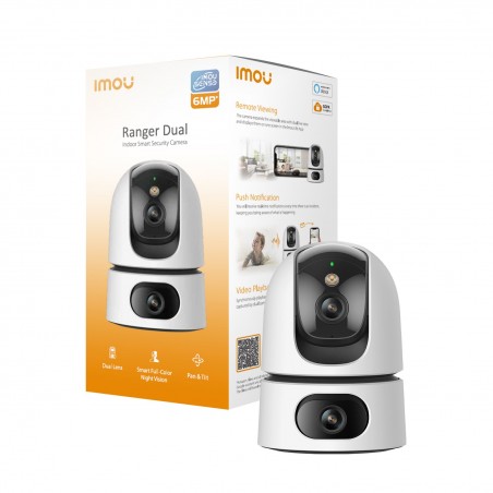 Imou Ranger DUAL 6MP (3MP+3MP) Telecamera WiFi da Interno, motorizzata con Doppia Lente, Rilevamento Umano, Smart tracking,