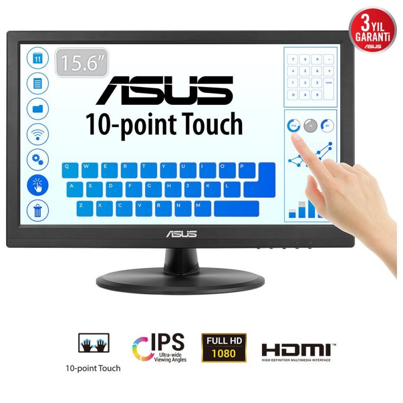 ASUS Touch VT169HE Monitor PC 39,6 cm (15.6") 1920 x 1080 Pixel Full HD LED Touch screen Da tavolo Nero