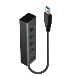 Lindy 43324 hub di interfaccia USB 3.2 Gen 1 (3.1 Gen 1) Type-A 5000 Mbit s Nero