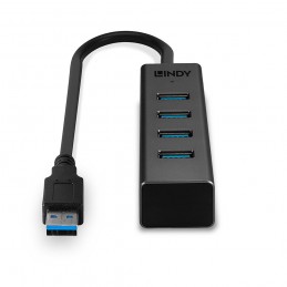 Lindy 43324 hub di interfaccia USB 3.2 Gen 1 (3.1 Gen 1) Type-A 5000 Mbit s Nero