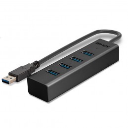 Lindy 43324 hub di interfaccia USB 3.2 Gen 1 (3.1 Gen 1) Type-A 5000 Mbit s Nero