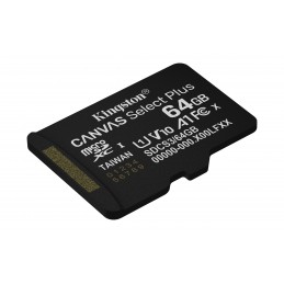 Kingston Technology 64GB microSDXC Canvas Select Plus Gen3 100MB s A1 (Adattatore SD incluso)