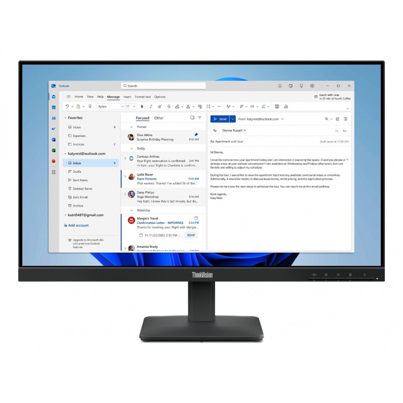 Lenovo ThinkVision S24-4e Monitor PC 60,5 cm (23.8") 1920 x 1080 Pixel Full HD LED Nero