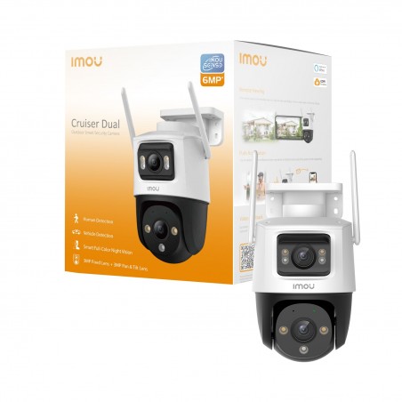 Imou Crusier DUAL 6MP (3MP+3MP) Telecamera Wi-Fi da esterno, motorizzata con Doppio Obiettivo, Visione Notturna a Colori,
