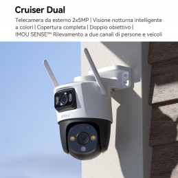 Imou Crusier DUAL 6MP (3MP+3MP) Telecamera Wi-Fi da esterno, motorizzata con Doppio Obiettivo, Visione Notturna a Colori,