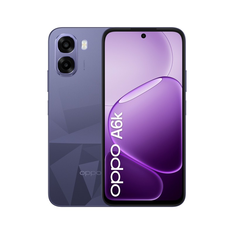 OPPO A6k AI Smartphone, doppia fotocamera 13MP+QVGA, Selfie 5MP, Display 6.75” 120HZ IPS HD+, 6100mAh, RAM