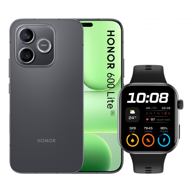 Honor BUNDLE 600 LITE 256GB V BLACK+WATCH 2i BLACK 16,8 cm (6.6") Doppia SIM 5G USB tipo-C 8 GB 6520 mAh Nero