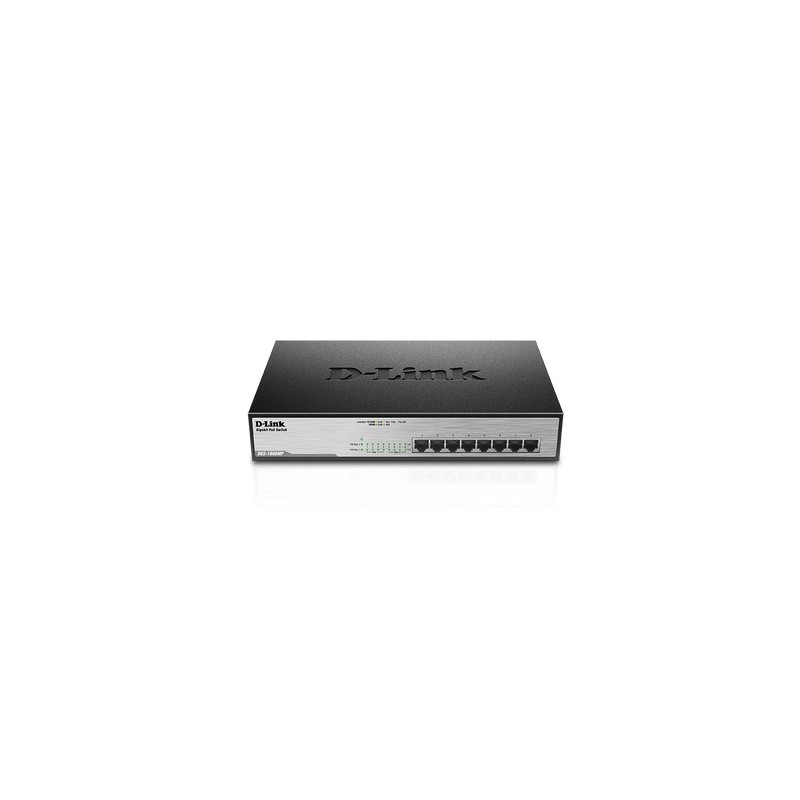 D-Link DGS-1008MP switch di rete Non gestito Gigabit Ethernet (10 100 1000) Supporto Power over Ethernet (PoE) 1U Nero