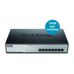 D-Link DGS-1008MP switch di rete Non gestito Gigabit Ethernet (10 100 1000) Supporto Power over Ethernet (PoE) 1U Nero